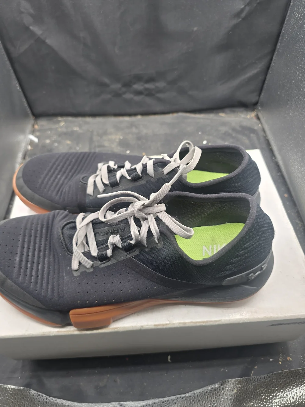 Under Armour Men's Black Sneakers with‎ Brown Soles